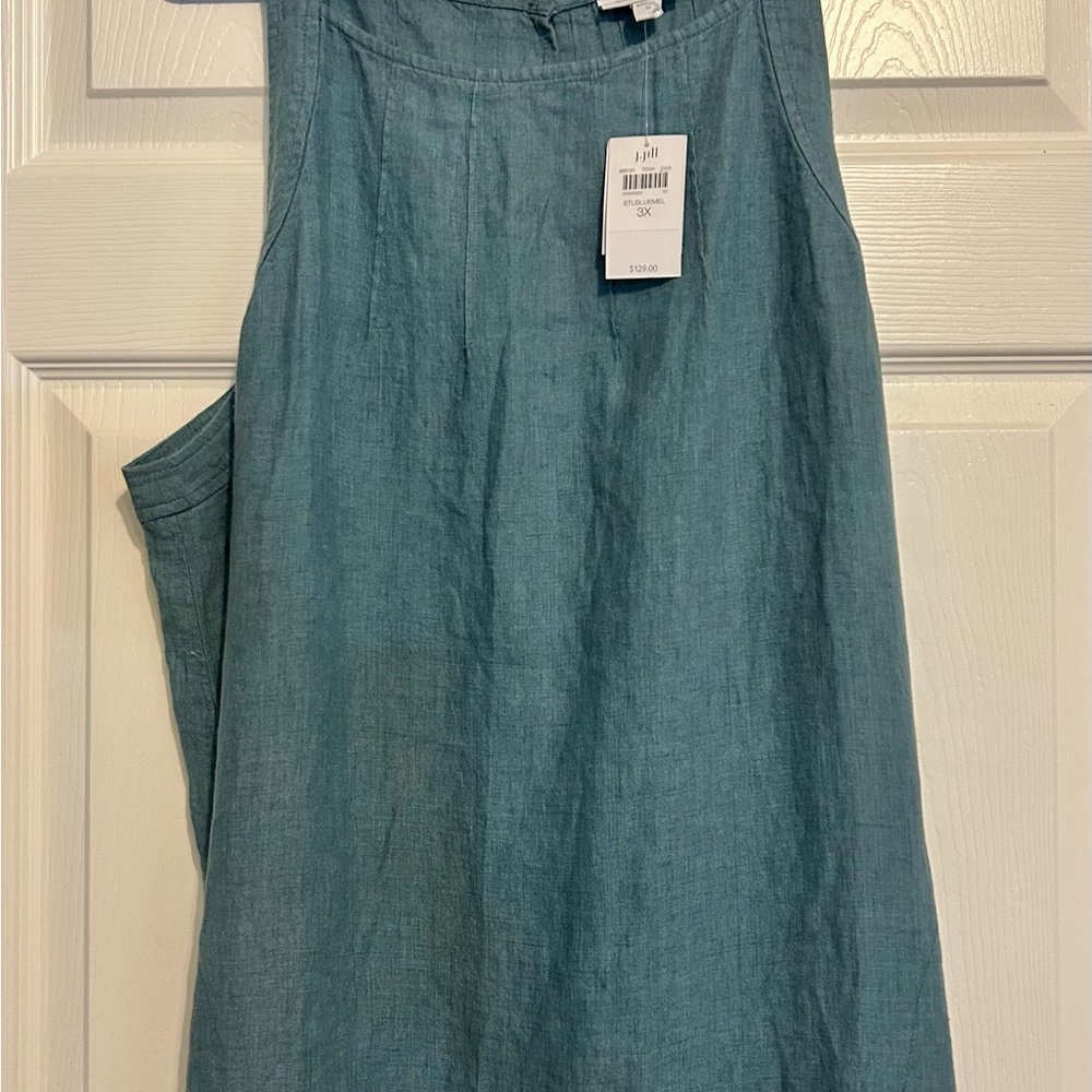 J. Jill Teal Linen Dress 3X - Picture 2 of 3
